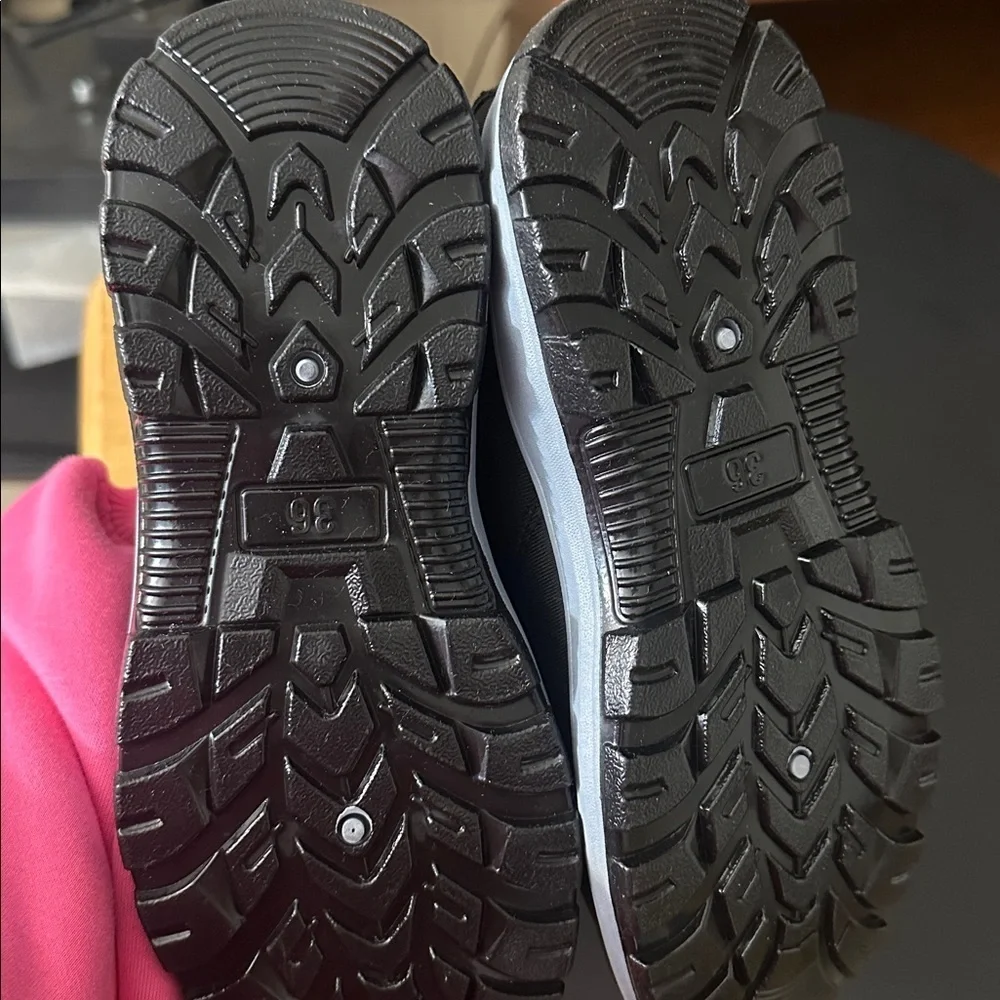 Black Slip-On Shoes with Gray Lining